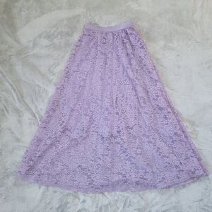 Laffaire Womens Small Fairy Romantic Whimsical Boho Lace Maxi Purple Skirt Lined